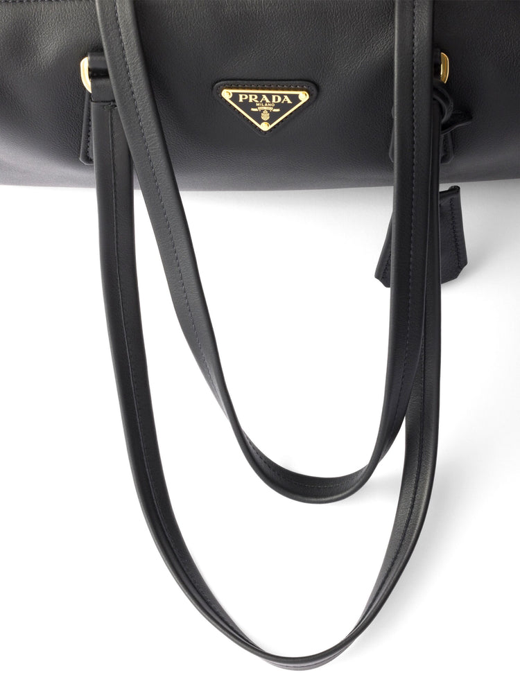 Medium leather top-handle bag with padlock