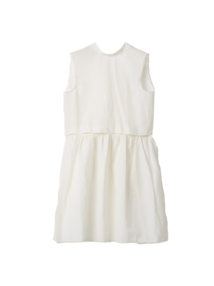 slubbed poplin logo-patch dress