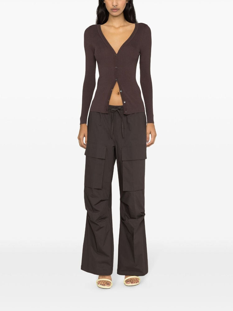 ribbed cotton-blend cardigan