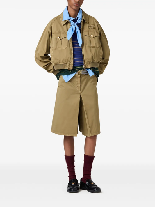 garment-dyed cotton midi skirt