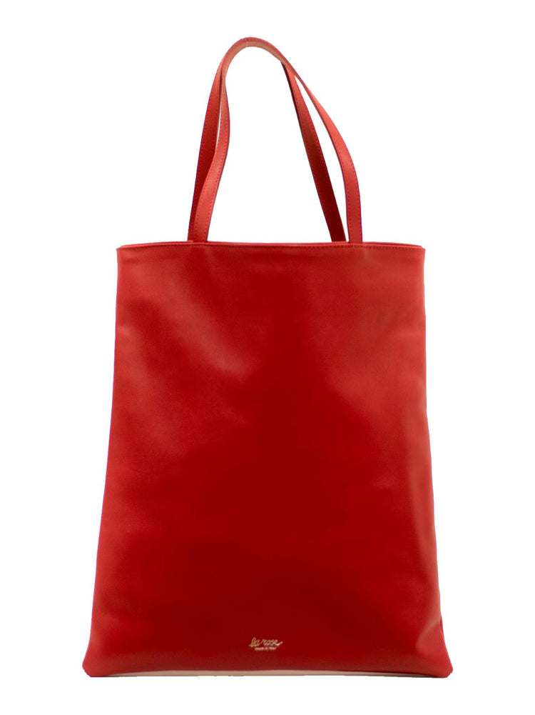 LA ROSE leather tote bag ivory
