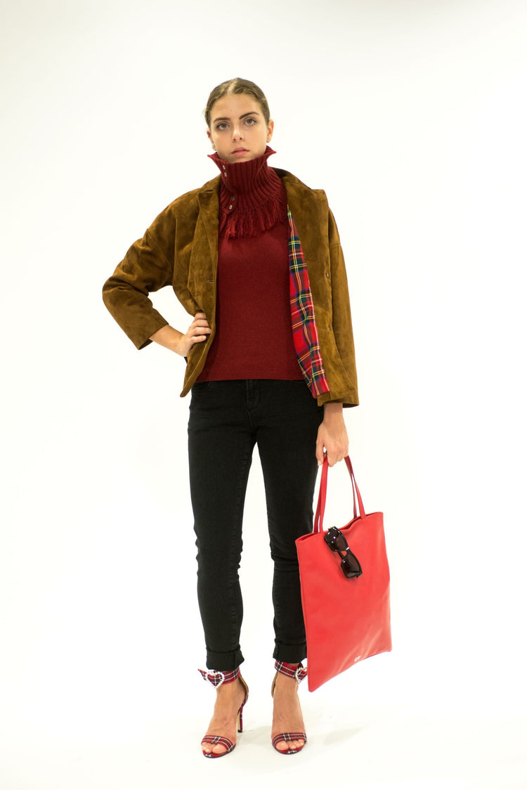 LA ROSE maglia 3/4 cashmere rosso