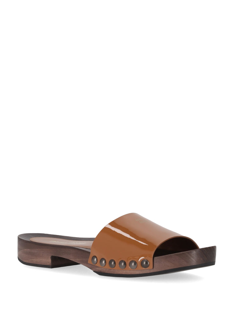 patent leather clogs