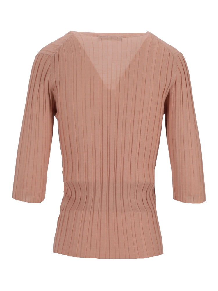 LA ROSE V neck cash/silk hot pink