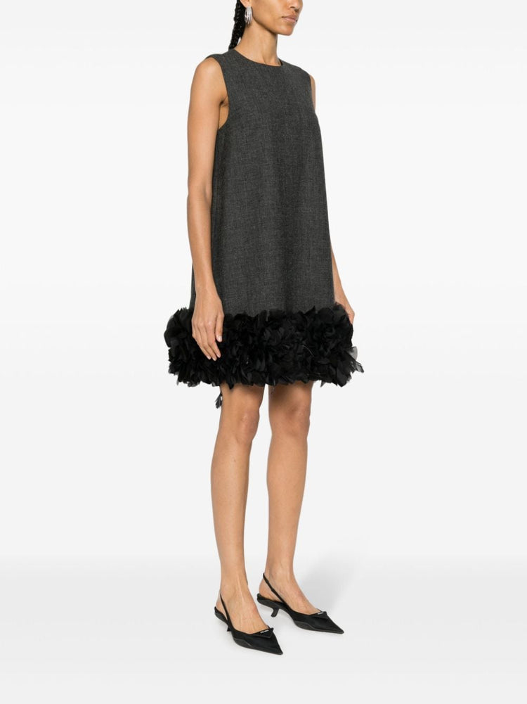 feather-detail mini dress