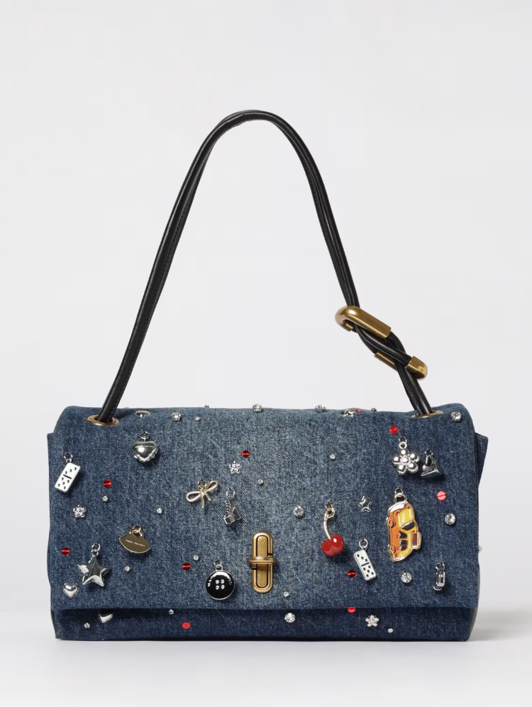 TRINKET CHARM DENIM DUAL BAG