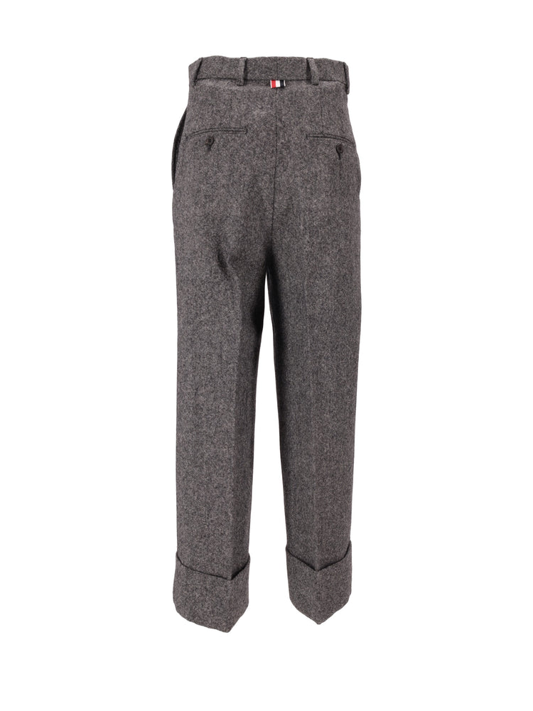 HIGH WAISTED WIDE LEG TROUSER IN SOLID DONEGAL TWEED