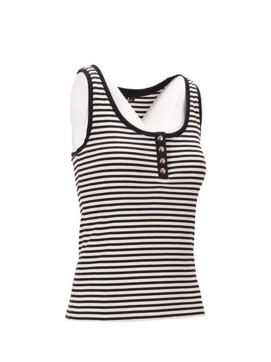 ALESSIA TANK - CREAM AND BLACK STRIPE