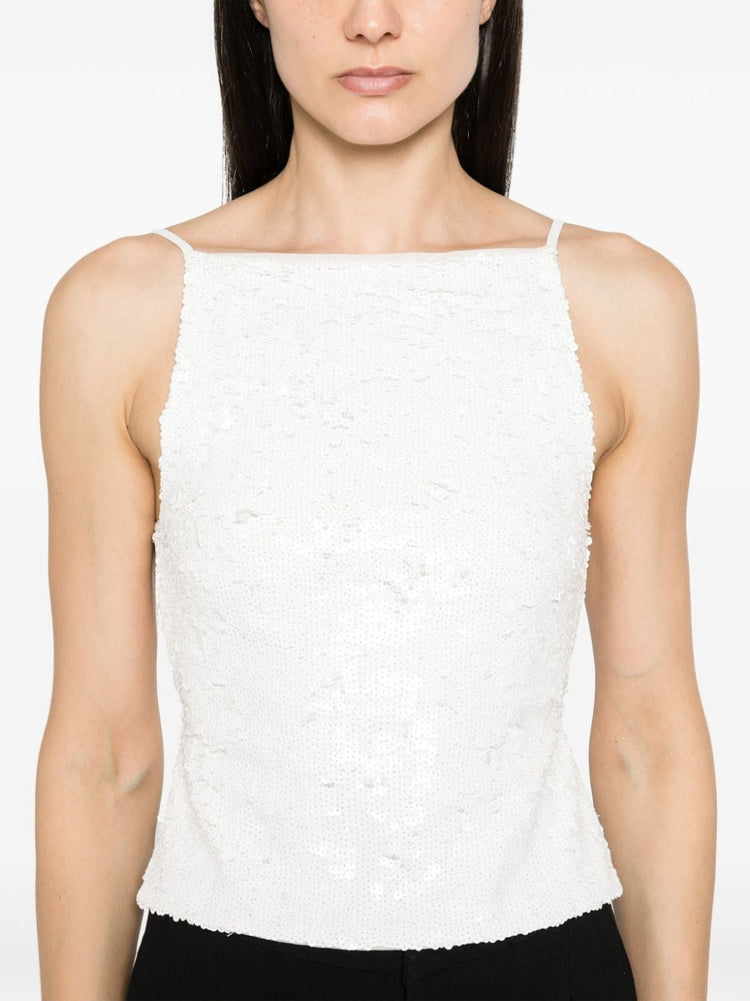 sequin-embellished open-back top