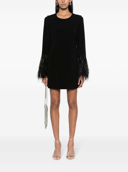 feather-detail cut-out minidress