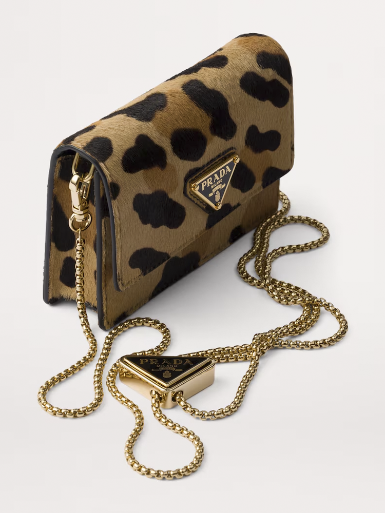 calf hair leopard print card holder