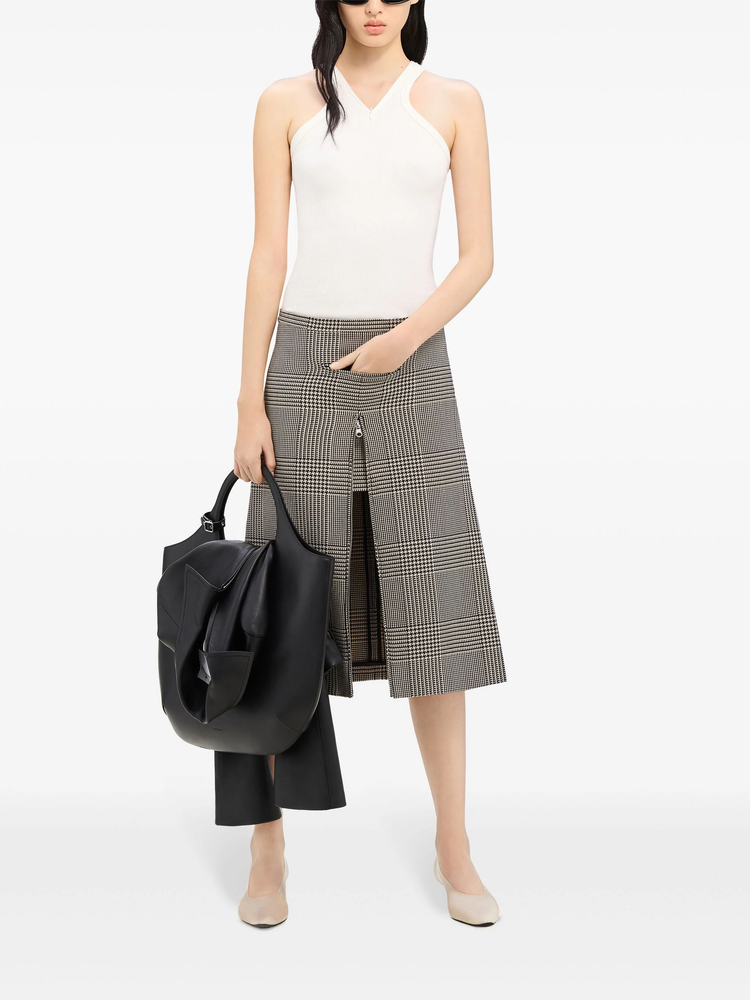 zipped Prince of Wales midi skirt