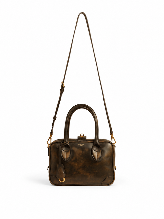 VITA BAG NEW VINTAGE LEATHER BODY GOLD METAL DETAILS