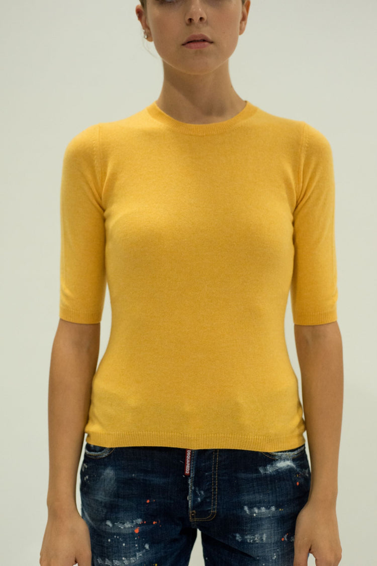 LA ROSE maglia 3/4 cashmere ocra