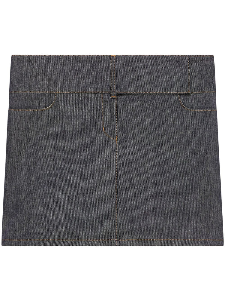 belted denim mini skirt