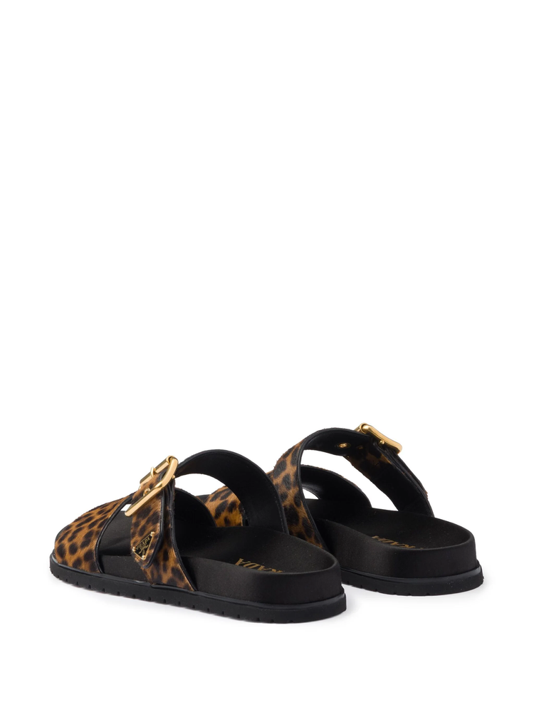 triangle-logo animal-print sandals