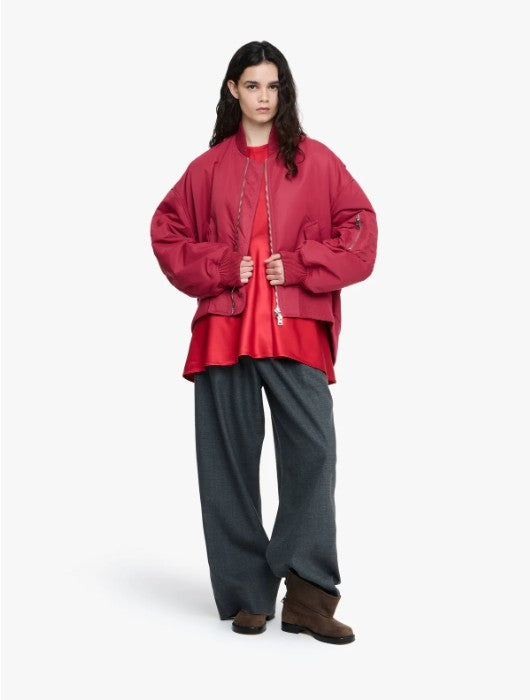 OVERSIZED CURVED HEM BOMBER JACKET