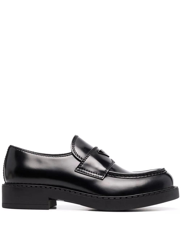 brushed leather loafers