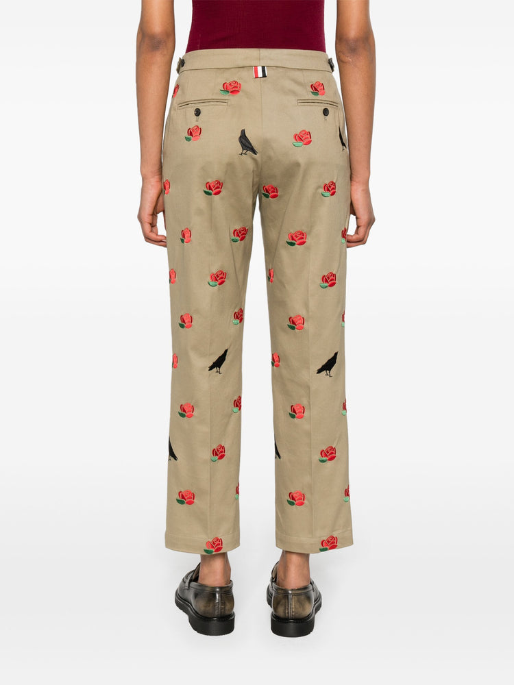 Raven and roses cotton trousers