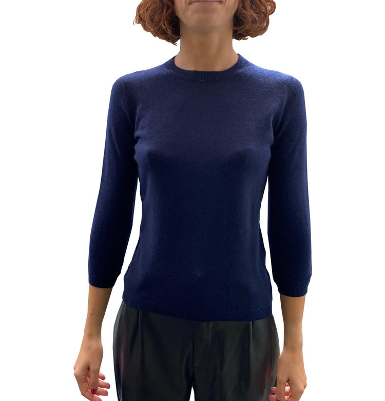 LA ROSE maglia 3/4 cashmere azzurro