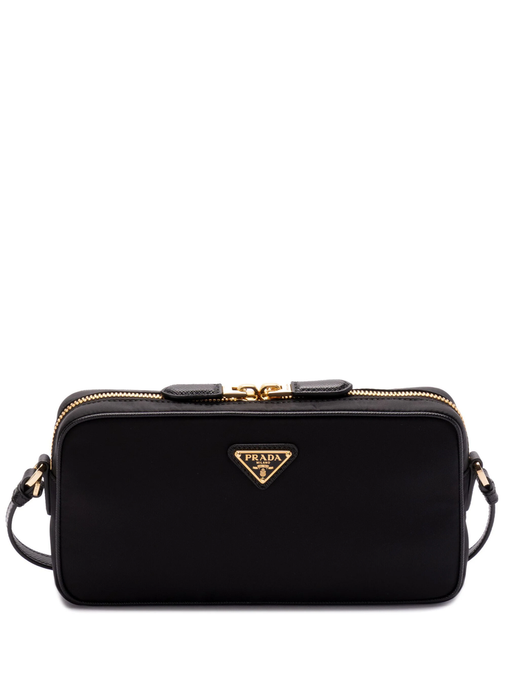 enamel-triangle crossbody bag