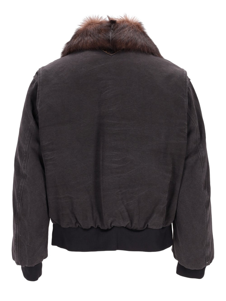 cotton shearling-collar jacket