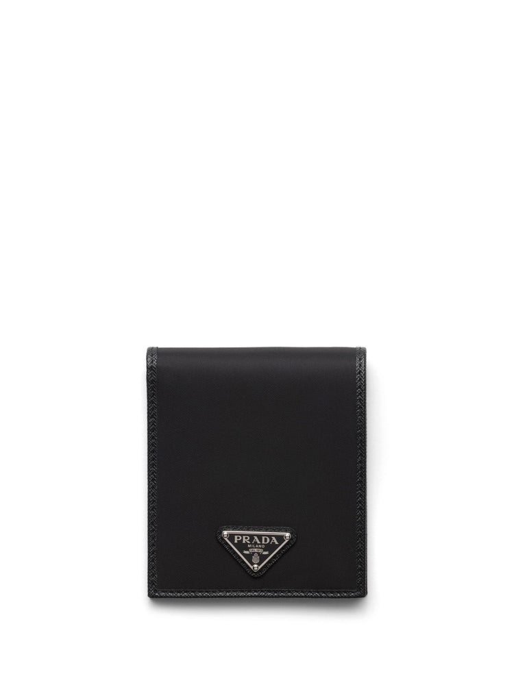 recycled-nylon logo plaque wallet