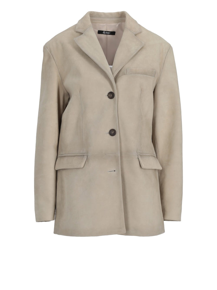 LA ROSE cappotto camoscio avorio