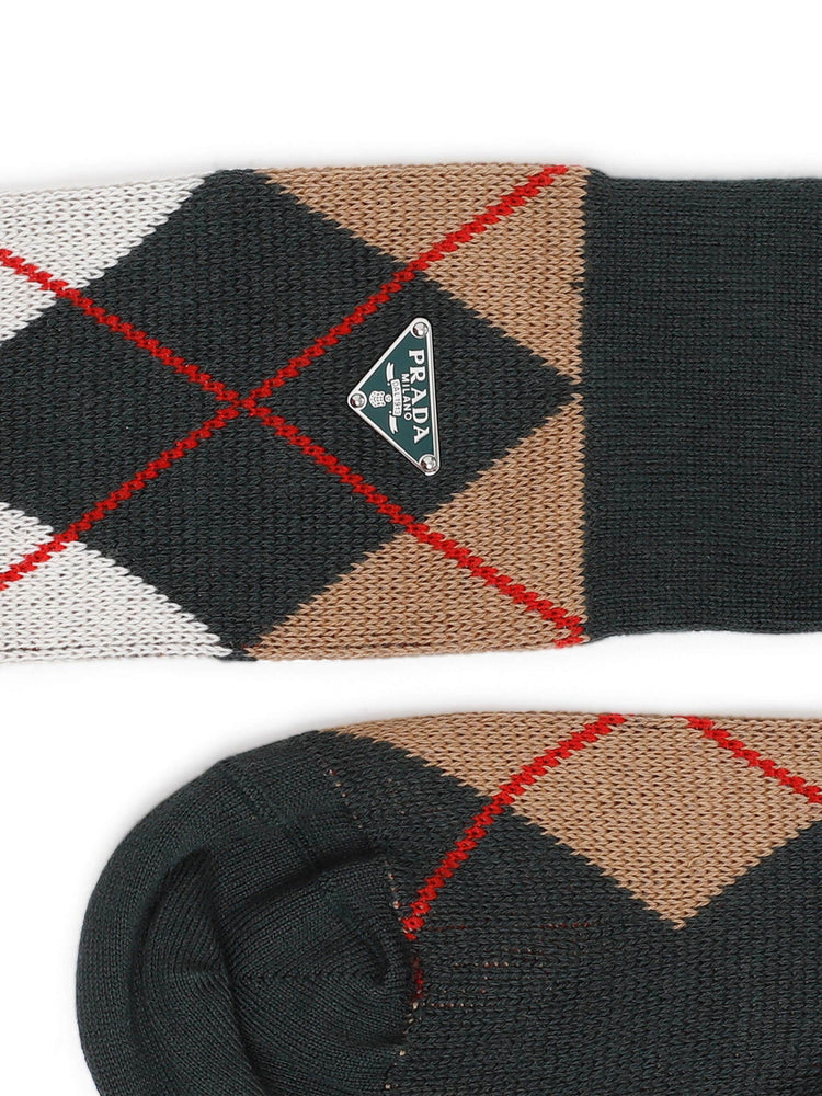 argyle-check crew socks