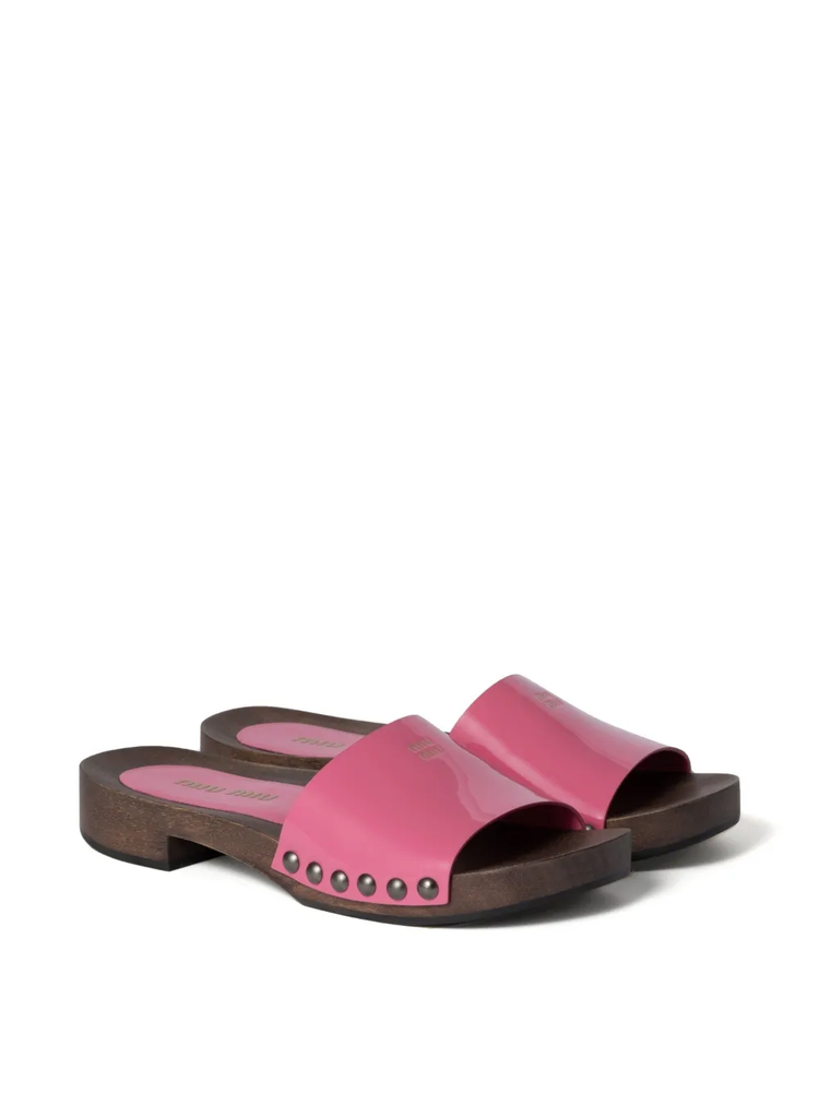 patent leather clogs