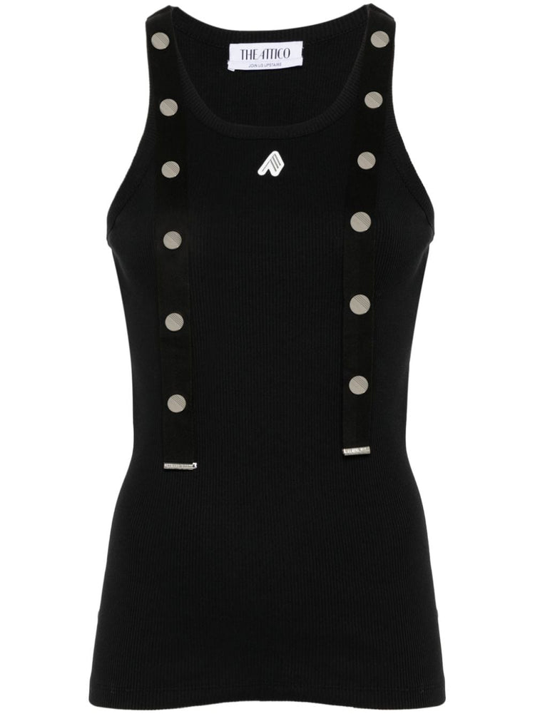 logo-applique ribbed tank top