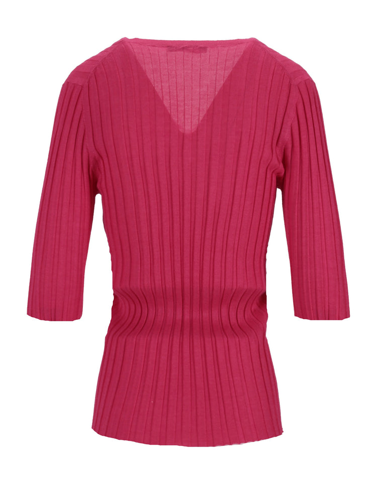 LA ROSE V neck cash/silk hot pink