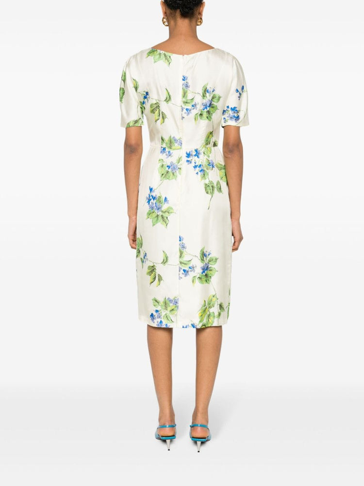 floral-print twill dress