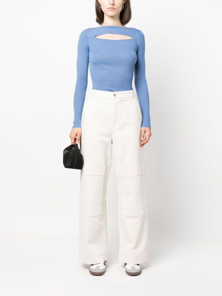PAROSH multiple-pockets high-waisted trousers