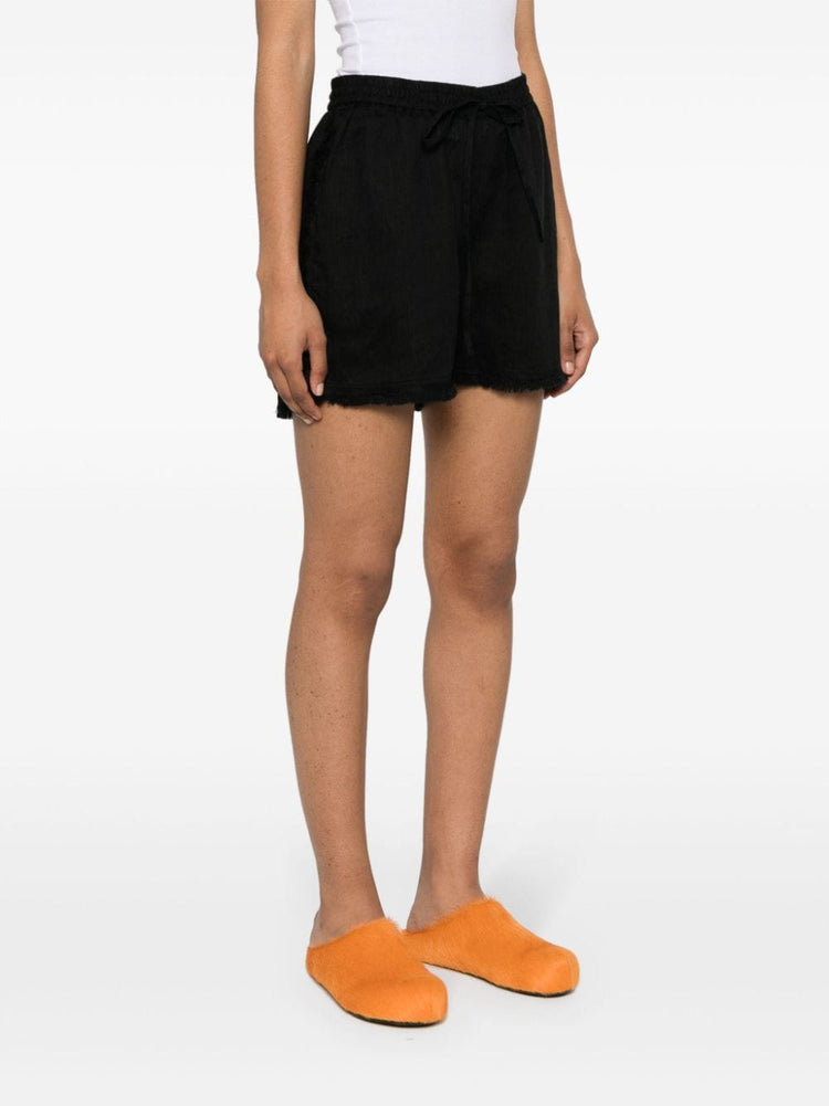 logo-embroidered frayed shorts