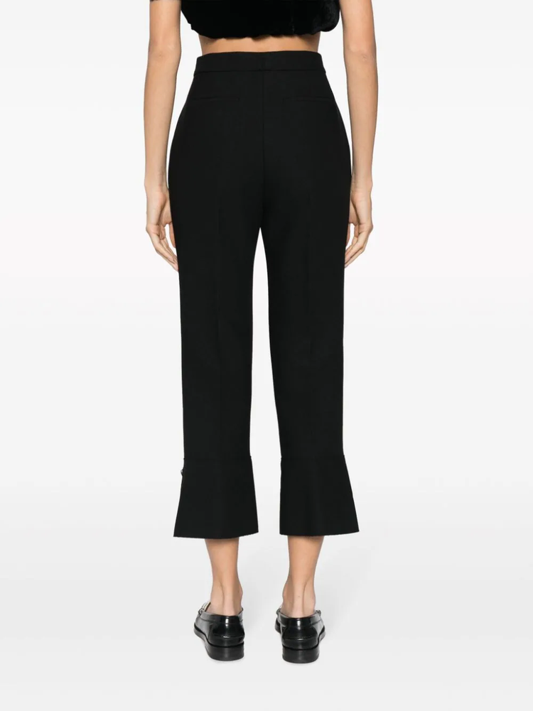 pressed-crease high-waisted trousers