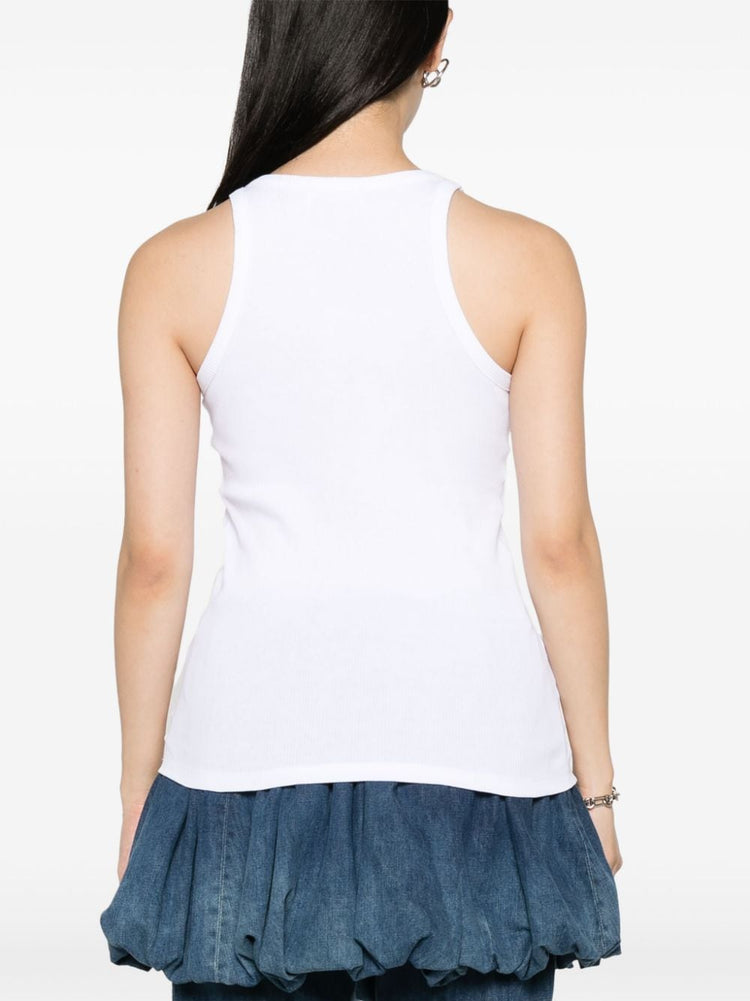 logo-applique ribbed tank top