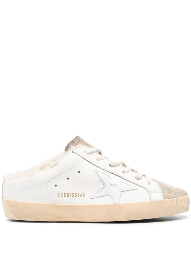 SUPER-STAR SABOT LEATHER UPPER SUEDE TOE SHINY LEATHER STAR SHEARLING LINING