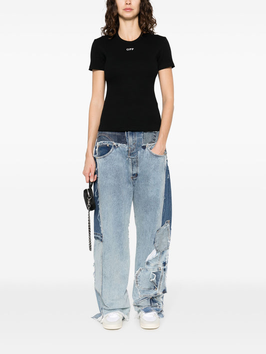 OFF STAMP RIB BASIC TEE WHITE BLACK