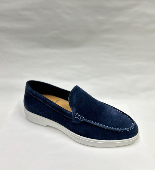 SUOLA BIANCA CAMOSCIO NAVY