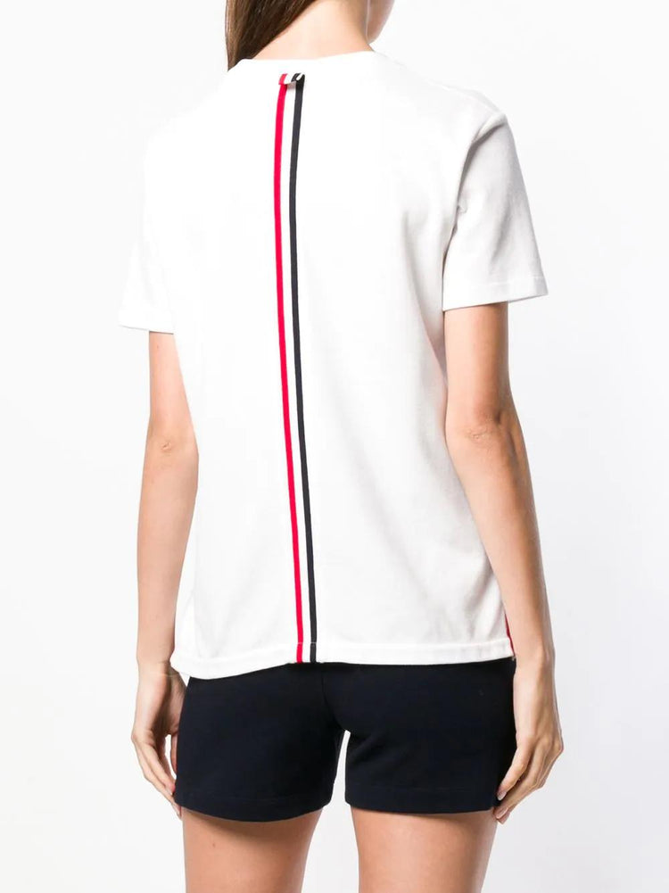 RELAXED FIT SHORT SLEEVE TEE W/ CENTER BACK RWB STRIPE IN CLASSIC PIQUE