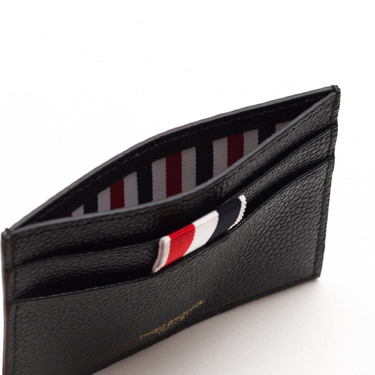 SINGLE CARD HOLDER IN PEBBLE GRAIN LEATHER