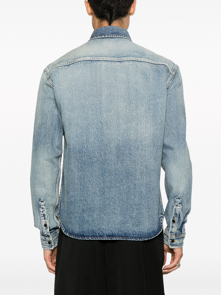 Trouville logo-embroidered denim shirt