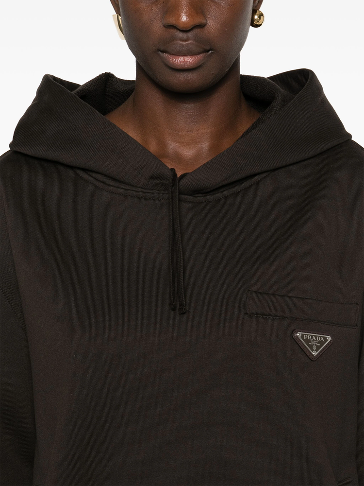 triangle-logo cotton hoodie