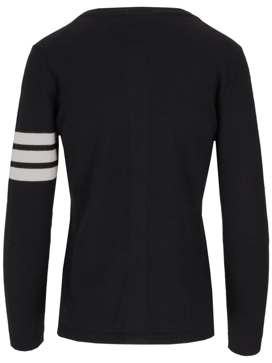 LA ROSE black cardigan white stripes