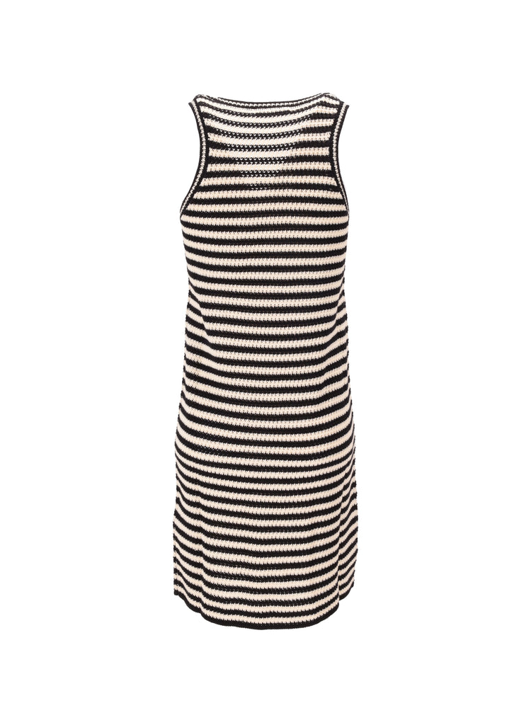 ARIE DRESS - BLACK AND IVORY STRIPE