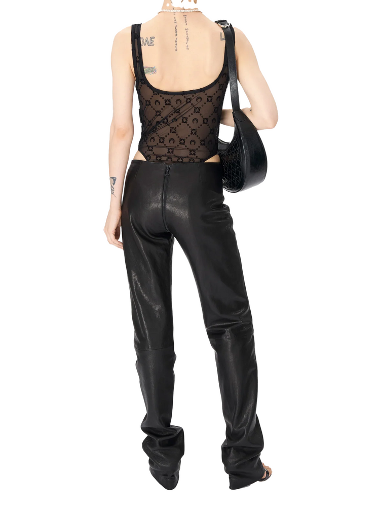 MOONOGRAM MESH FLOCK SQUARENECK BODYSUIT