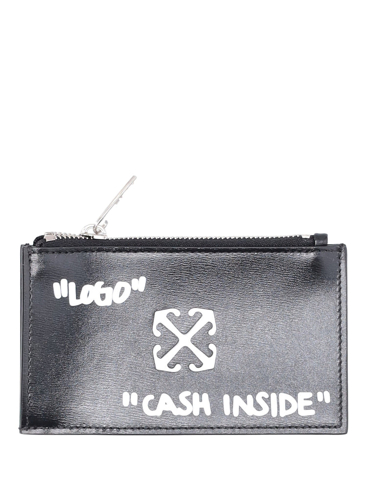 JITNEY ZIPPED CARD CASE QUOTE BLACK - WH