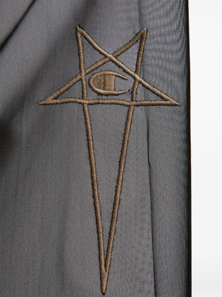 logo-embroidered mesh top