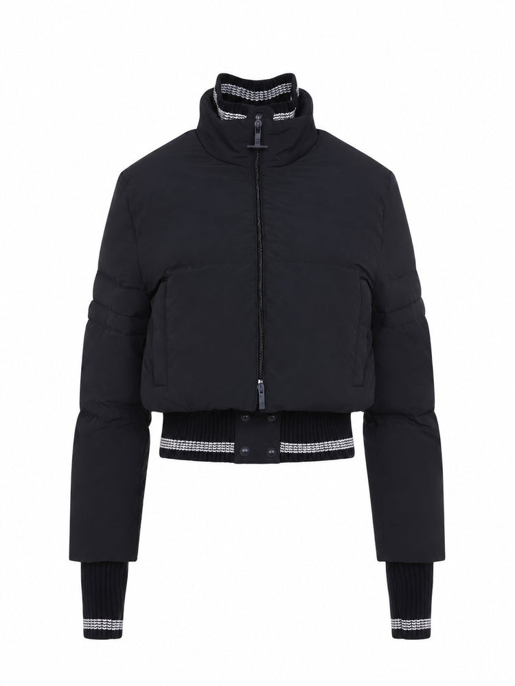 CROPPED DOWNFILLED ZIP FRONT JACKET (19) IN SHINY RIPSTOP